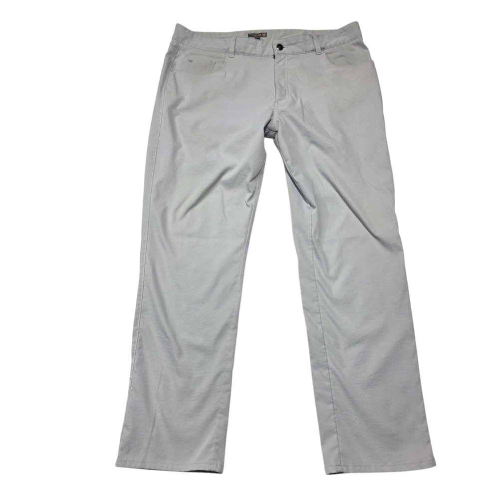 Peter Millar Crown Sport Pants Mens 38x30 Gray Golf Performance Chino Poly